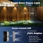 Peasur Solar Fence Lights Outdoor 4 Pack, Waterproof LED Steps Light Solar Powered, Deck Lights for Railing Yard Outside(Warm White) - Image 3