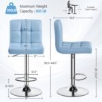 Yaheetech Bar Stools Set of 2, Adjustable PU Leather Swivel Barstools, Modern Counter Stools with Back and Footrest, Counter Height Barstools for Bar, Kitchen, Dining Room, Blue - Image 4