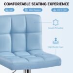 Yaheetech Bar Stools Set of 2, Adjustable PU Leather Swivel Barstools, Modern Counter Stools with Back and Footrest, Counter Height Barstools for Bar, Kitchen, Dining Room, Blue - Image 7