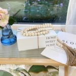 OMISHE White Rustic Farmhouse Decorative Books for Home Decor, 'Home Sweet Home' Set with 52in Wood Bead Garland - Image 3