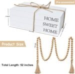 OMISHE White Rustic Farmhouse Decorative Books for Home Decor, 'Home Sweet Home' Set with 52in Wood Bead Garland - Image 4