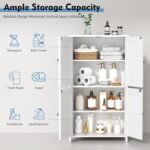 Shintenchi Bathroom Storage Cabinet with Doors and Shelves, Floor Cabinets for Washroom Furniture, Laundry Room, Organization with Adjustable Shelf, White - Image 6
