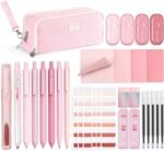Four Candies Aesthetic School Supplies, 4 Gel Pens with Black Ink, 4 Correction Tape, 2 Pastel Highlighters, 2 Mechanical Pencils, Sticky Notes, Index Post for Back to School Supplies with Case Pink - Image 2