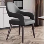 Kitchen Side Chair Dining Chairs with Comfortable Backrest and Sturdy Metal Legs,Modern Upholstered PU Leather Kitchen & Office Chairs for Living Room(Gray) - Image 2
