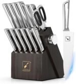 Knife Sets for Kitchen with Block imarku Japanese Knife Set Stainless Steel Kitchen with Block 14pcs, Built-in Sharpener, Sharp Knife Block Set with Non-Slip Ergonomic Handles - Dishwasher Safe - Image 2