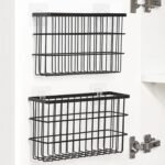 Sinnsally 2 Pack Cabinet Door Organizer,Self Adhesive Lid Organizers Inside Cabinet Storage Boxes,Hanging Storage Basket Organizer Wall Mounted Pantry Caddy Cup Holder for Kitchen,Fridge,Bathroom - Image 2