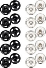 Sumind 100 Sets Sew-on Snap Buttons Metal Snap Fastener Buttons Press Button for Sewing Clothing, Black and Silvery, 10 mm - Image 2